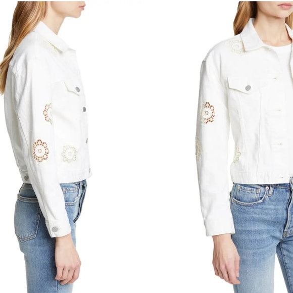 LA VIE REBECCA TAYLOR EYELET DENIM JACKET IN PEARL - Picture 10 of 16
